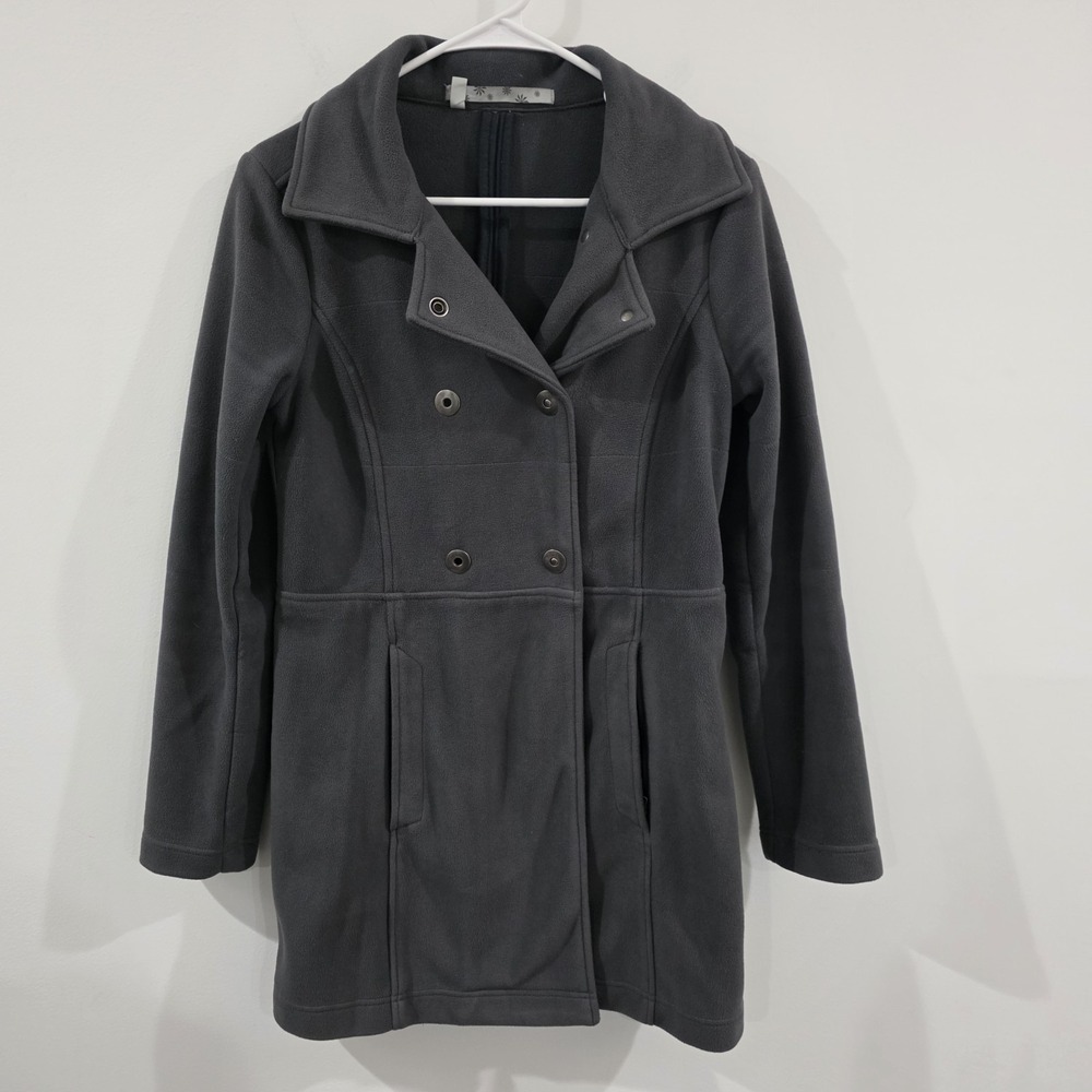 Athleta Womens Fleece Switchback Double Breasted Pea Coat Size Small Gray Jacket